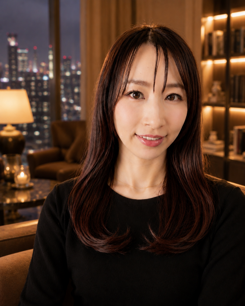Portrait of Eri Falju, a Tokyo-based cultural curator specializing in antique coins.